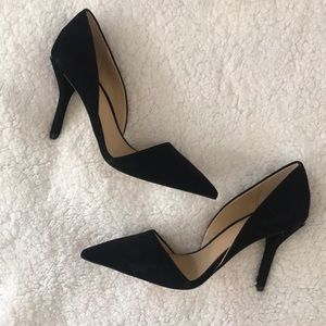 Never worn black suede Michael Kors Heels